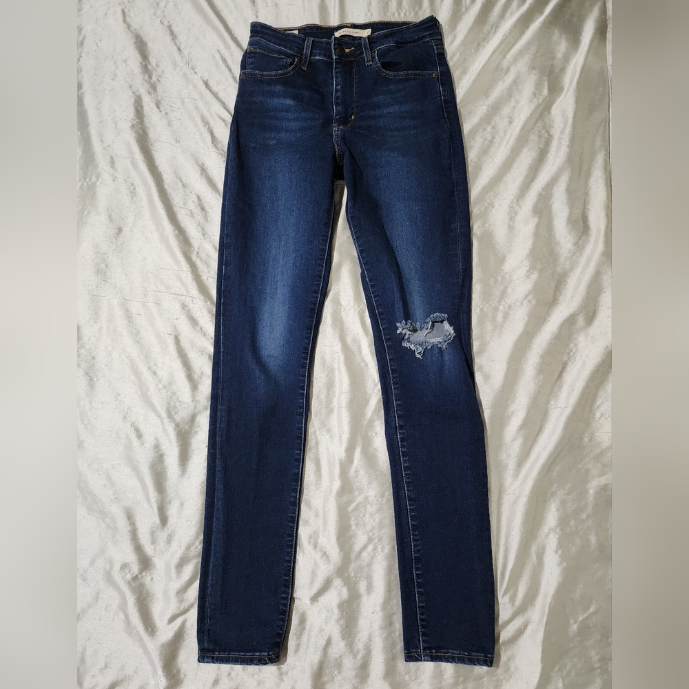 Levi's 721 High Rise Stretch Distressed Knee Skinny Jeans